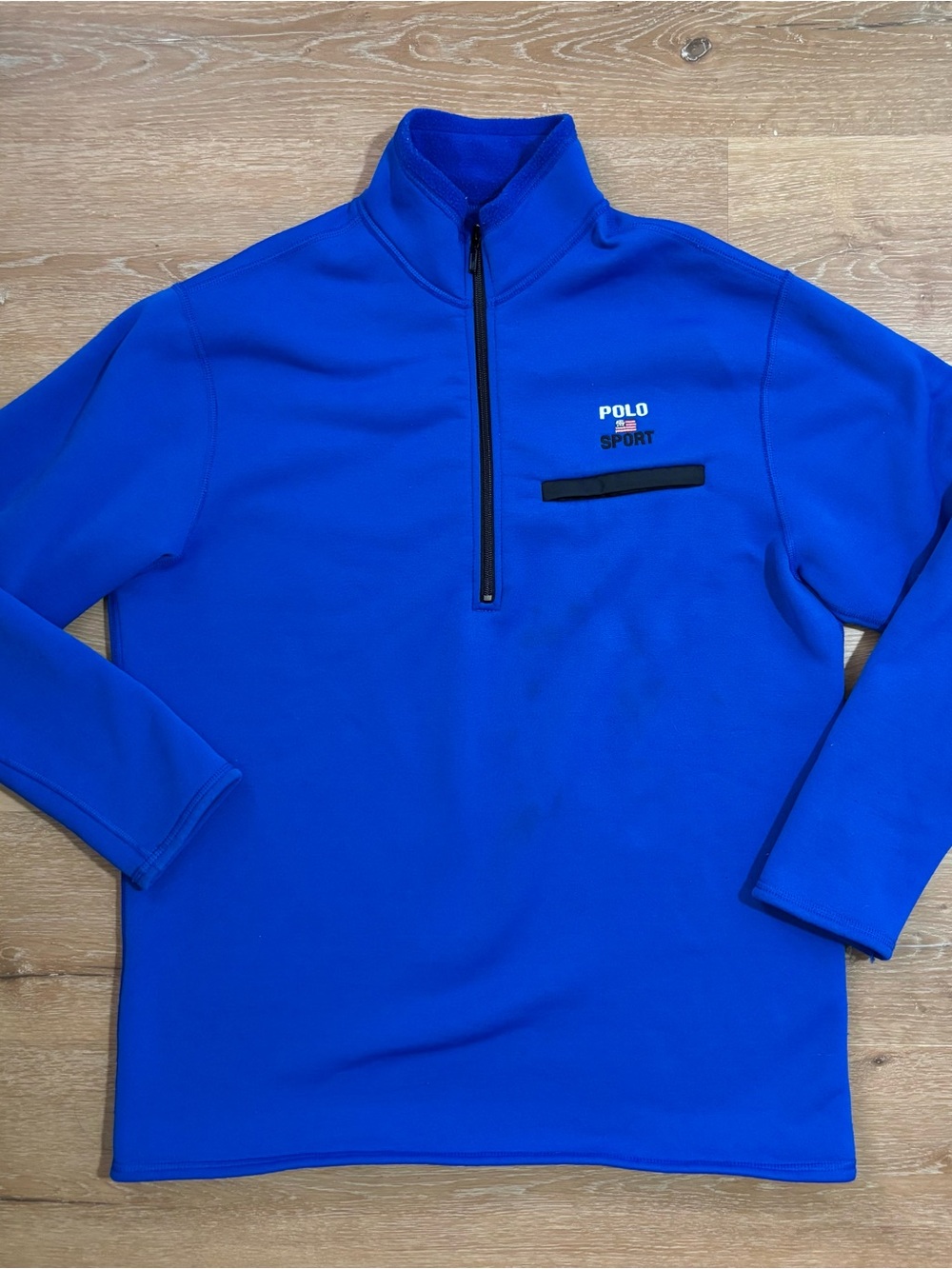 Vintage 90s Ralph Lauren Polo Sport Fleece 1/4 Zip Jacket USA Made Size L Blue